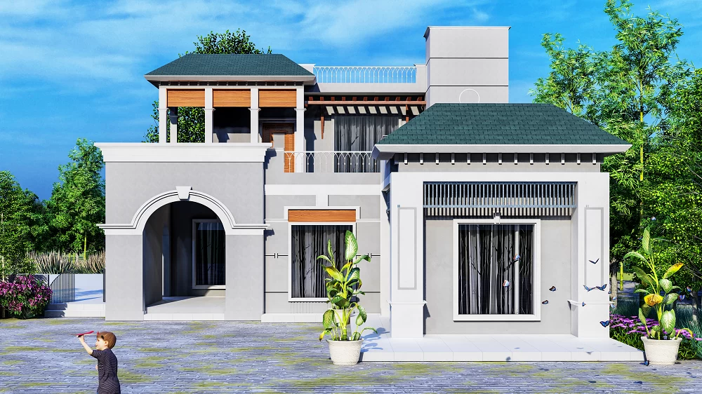 Street elevation of a house