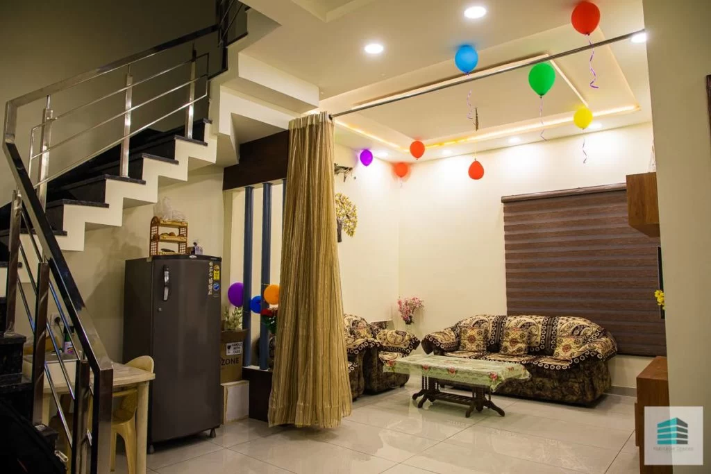 Open living and dining area