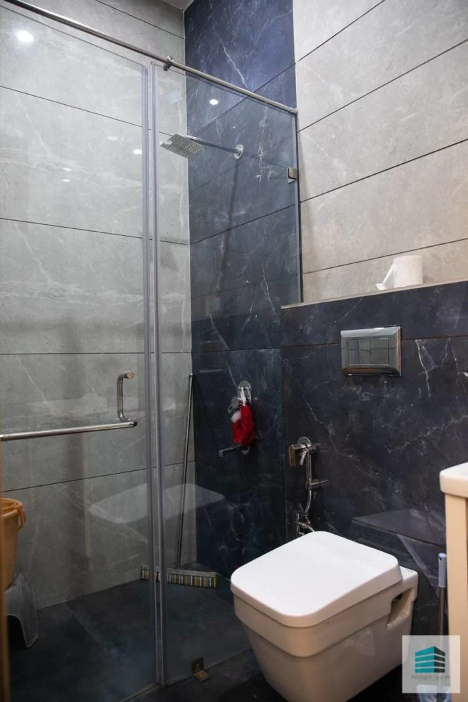 Vertical view of a bedroom